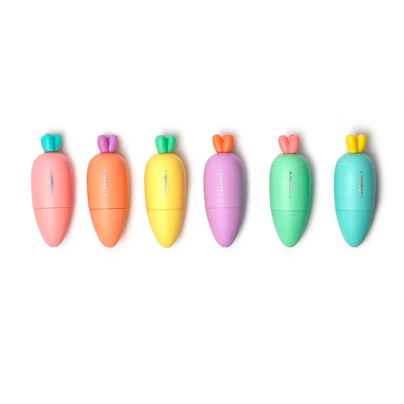 6 Mini Marcadores - Cenouras Pastel