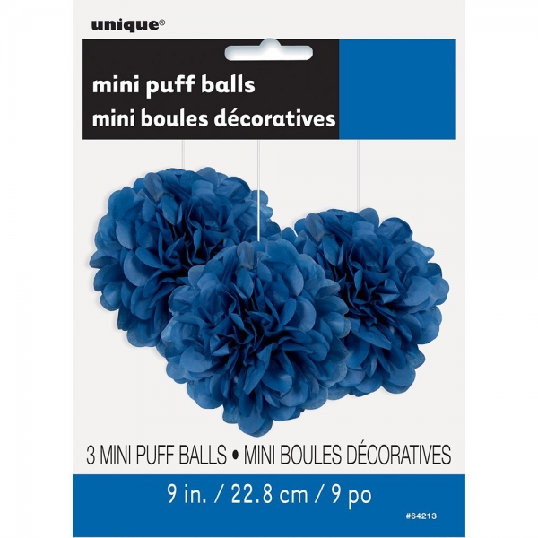 3 Mini Pompons Azul Real