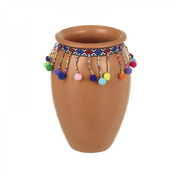 Vaso Terracota com Pompons